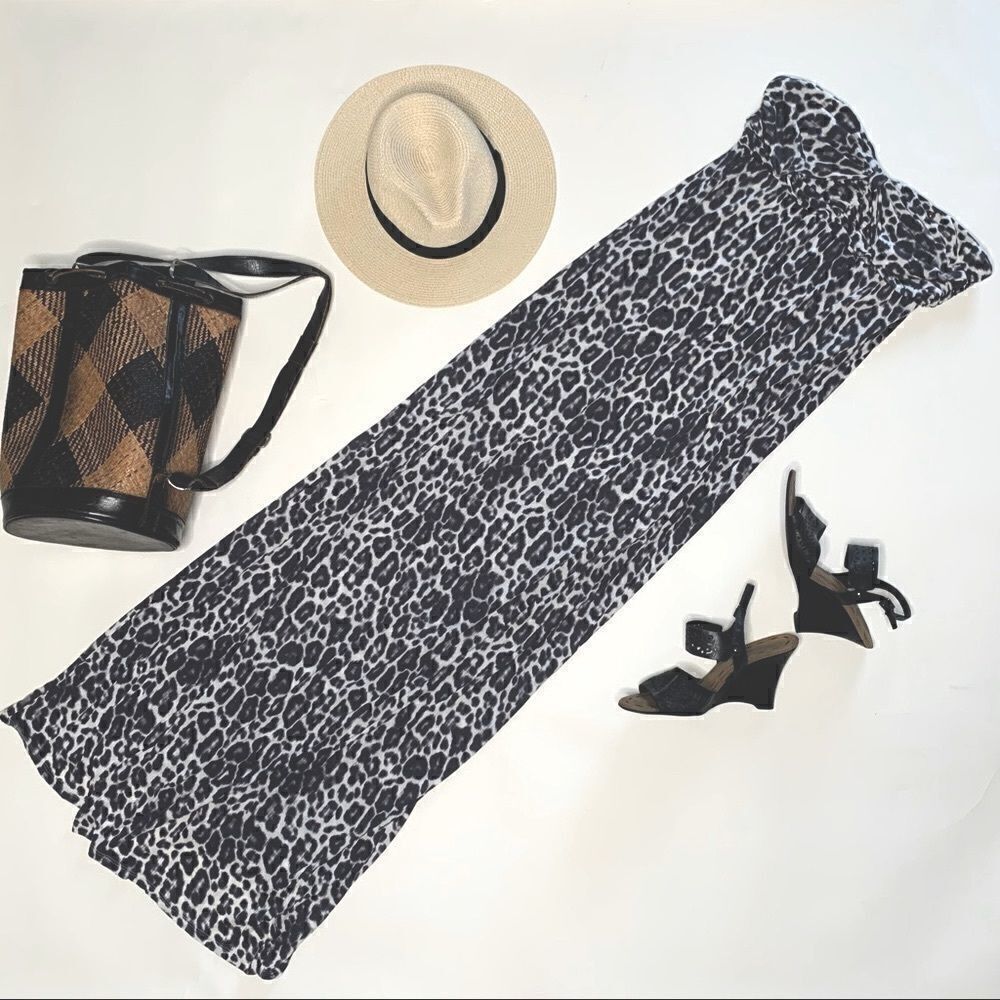 Guess Animal Print Twist Front Strapless Maxi